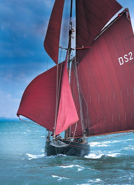 Jolie Brise au vent arrière avec sa trinquette et son foc volant en ciseaux. 