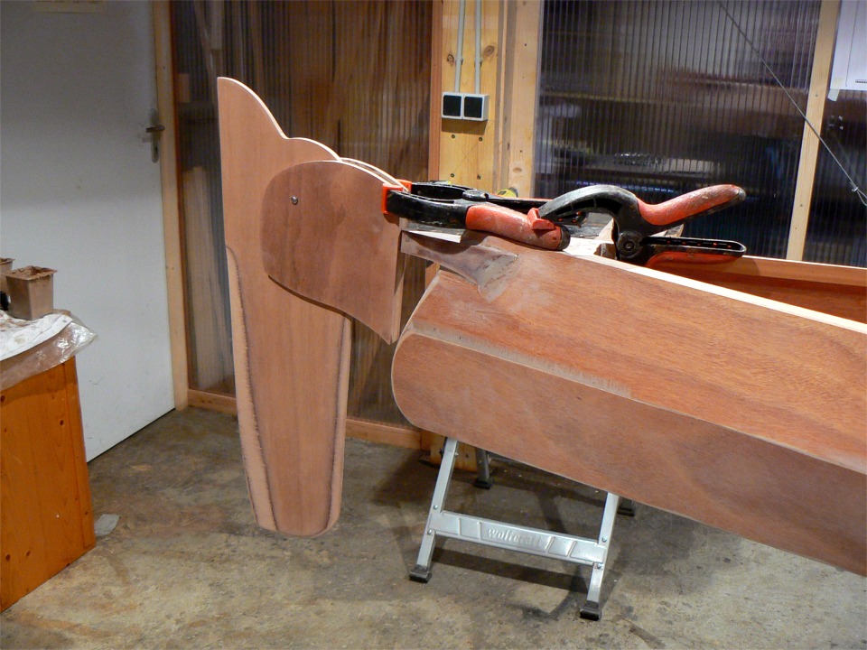 Essayage du nouveau gouvernail. 