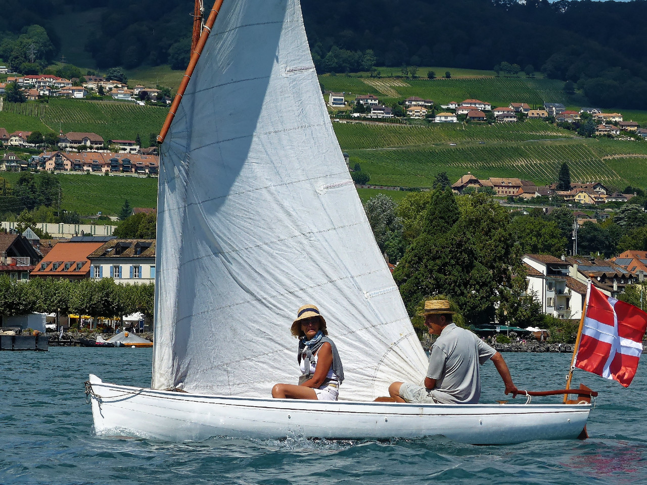 Il a fallu que j'aille rechercher dans Flag Identifier pour trouver qu'il s'agit du pavillon de la Savoie sur ce pimpant canot. 