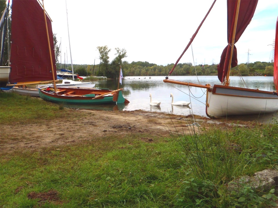 Pendant la pause du pique-nique, deux cygnes connaisseurs sont venus admirer ce nouveau bateau... 