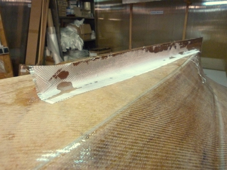 Je viens de poser celles de l'aileron et je vais maintenant les saturer d'&eacute;poxy. Je dois y aller doucement avec le pinceau car les joints-cong&eacute;s sont "frais". 