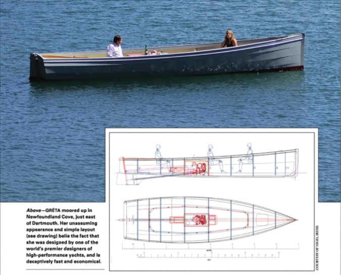 Pendant qu'on est dans la revue de presse, le num&eacute;ro 242 de WoodenBoat (Janvier-F&eacute;vrier 2015) pr&eacute;sente les travaux de l'architecte britannique Nigel Irens (bien connu pour ses trimarans de course) sur les bateaux &agrave; moteur &agrave; faible d&eacute;placement pour la longueur (LDL, pour Low Displacement to Length ratio). On y lit notamment que la vitesse critique, ou vitesse th&eacute;orique ou encore vitesse de coque, calcul&eacute;e &agrave; partir de la longueur de flottaison (v=1.34 x &radic;lfl, o&ugrave; v est la vitesse de coque en noeuds et lfl est la longueur de flottaison en pieds) n'est qu'une formule approximative et n'a rien &agrave; voir avec des constantes "dures" comme la vitesse de la lumi&egrave;re. Pour situer les choses, un Skerry avec une longueur de flottaison de 12 pieds a une vitesse de coque de 4.64 noeuds. Nigel Irens a montr&eacute; (ce que l'on savait tout de m&ecirc;me un peu d&eacute;j&agrave;) qu'un bateau l&eacute;ger, long et fin peut aller facilement deux fois plus vite que sa vitesse de coque sans planer, &agrave; condition de "soigner" le plan de forme. On est peu de chose, tout de m&ecirc;me ! 